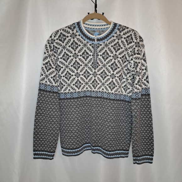 Hanna Andersson Gray and Blue Patterned Sweater Women's Medium #43 - Picture 1 of 15